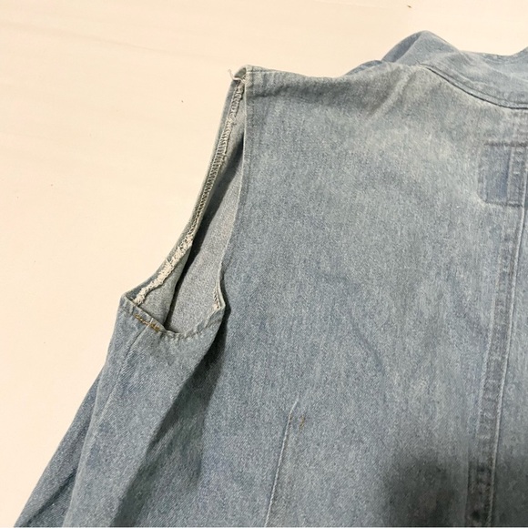 Vintage Gasp By Galucci Sleeveless Long Open Front Denim Vest Size 6 - Picture 15 of 16